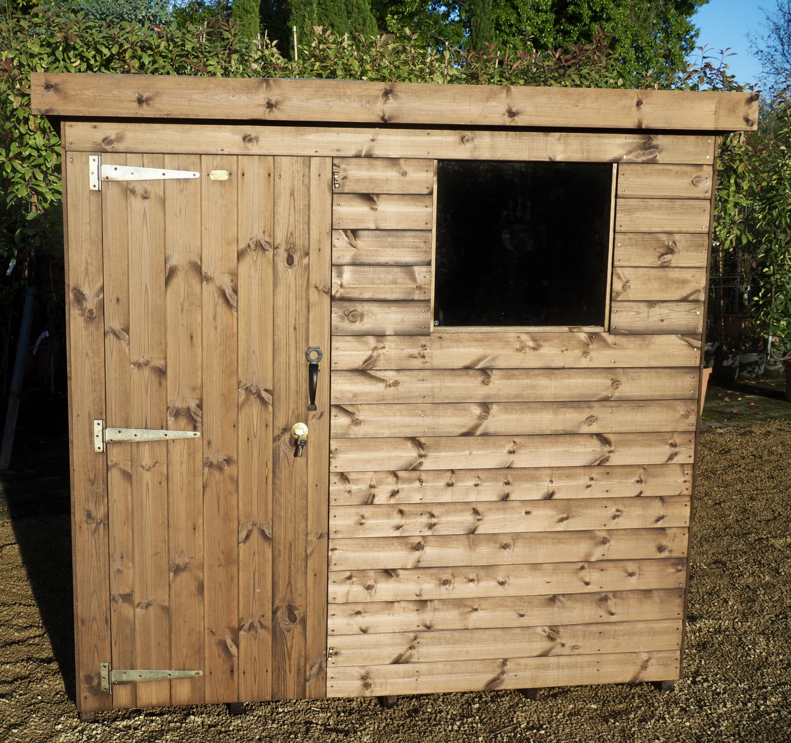 7 x 7ft Pent Roof Shed – Timber Finish