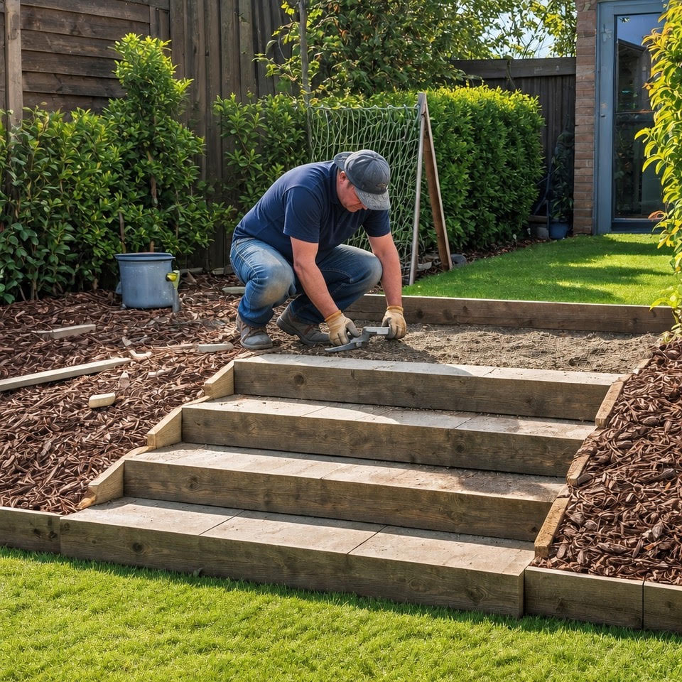 Sleepers can make a change of level feel simple and natural, provided the base, drainage and fixings are right.